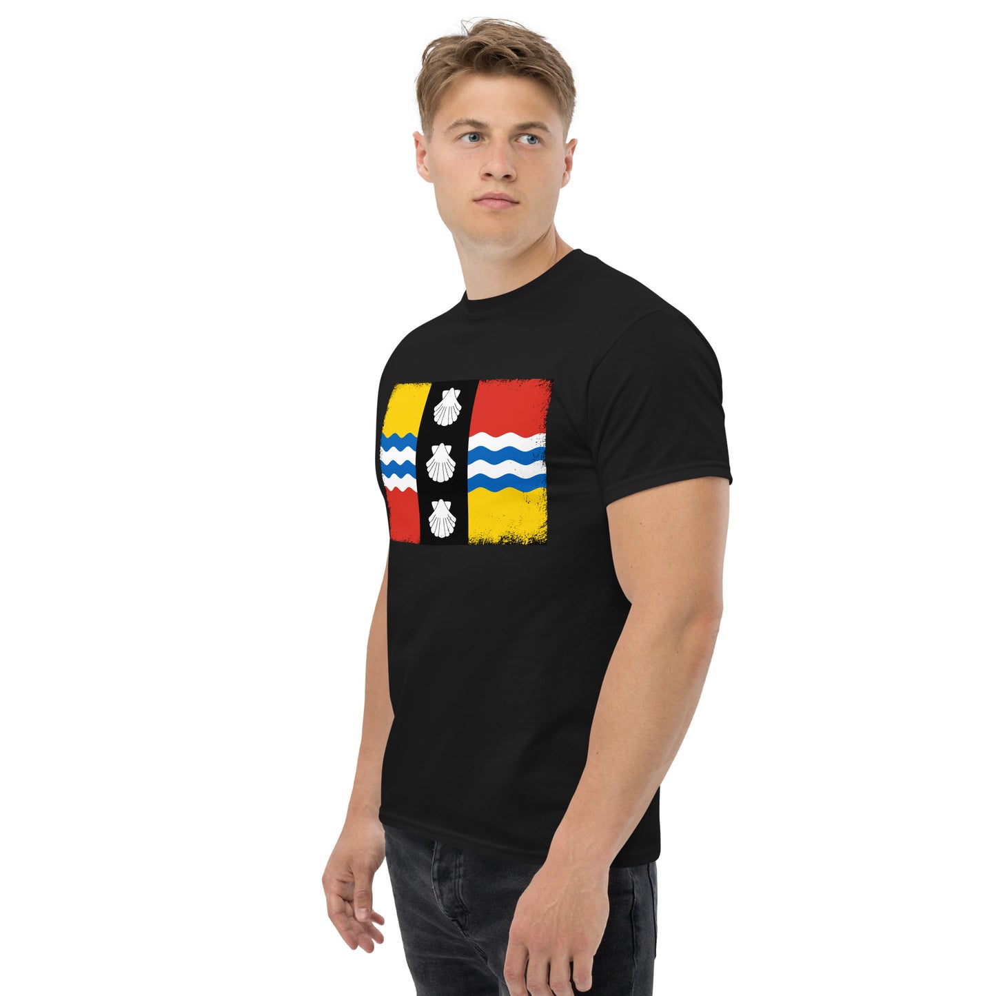 Bedfordshire Flag English County Distressed Unisex Black T-Shirt - Patriotic UK England Shirt Gift