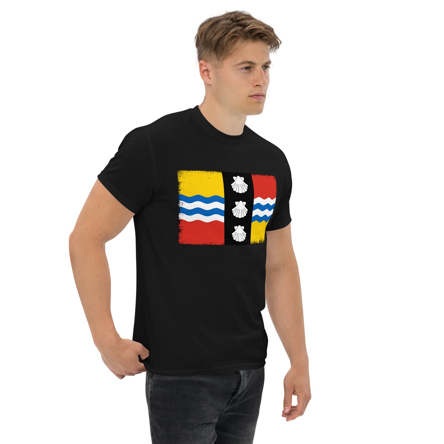 Bedfordshire Flag English County Distressed Unisex Black T-Shirt - Patriotic UK England Shirt Gift