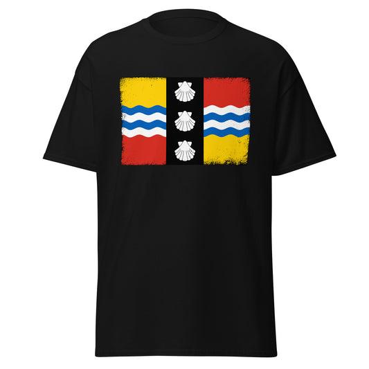 Bedfordshire Flag English County Distressed Unisex Black T-Shirt - Patriotic UK England Shirt Gift